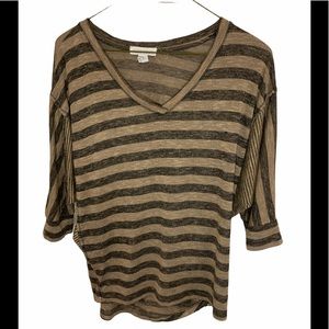 Forever 21 Women’s Brown/Black Striped Top V-Neck
